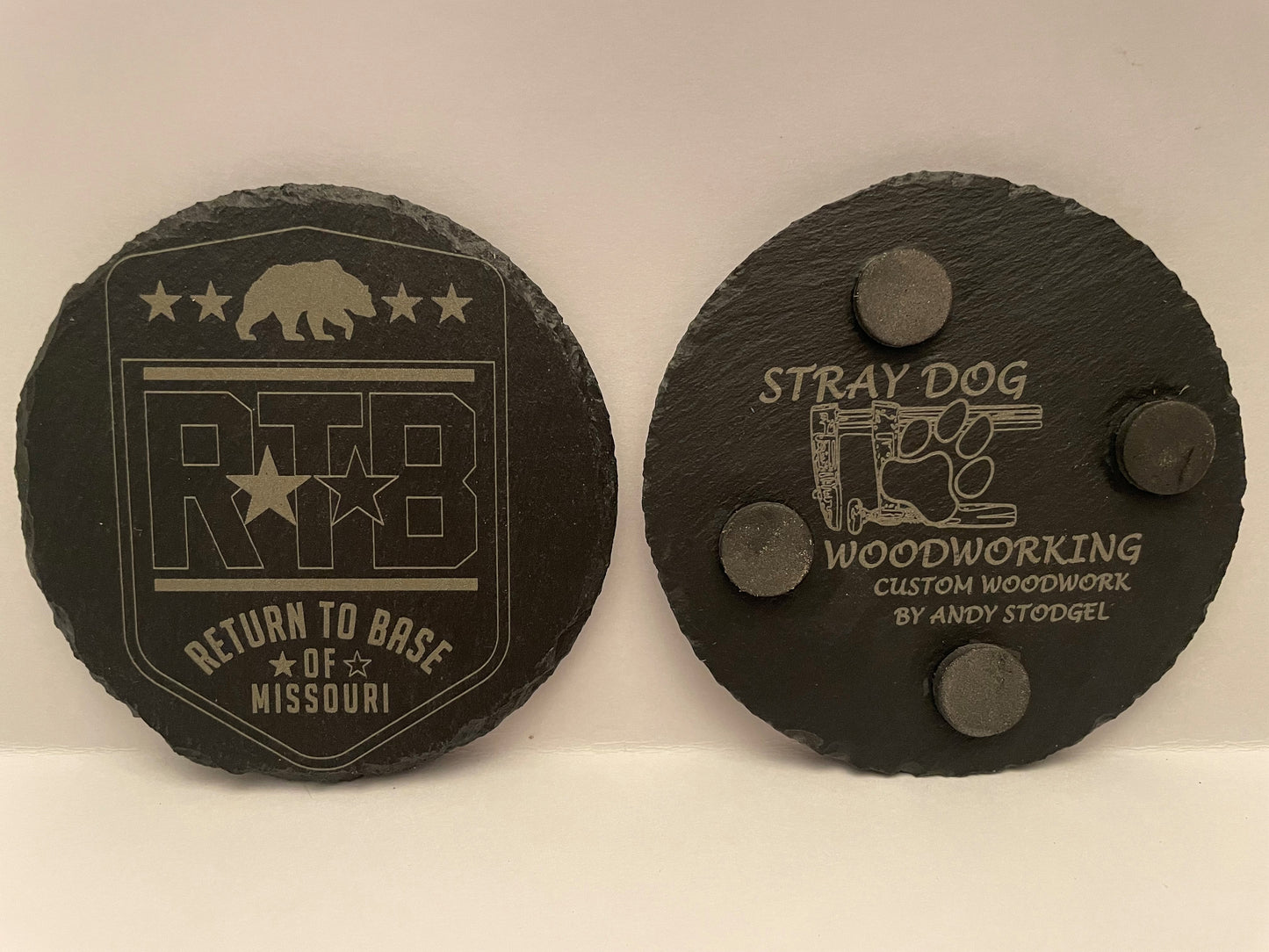 RTB PREMIUM SLATE COASTERS - LASER ENGRAVED (ROUND) - SET OF 4