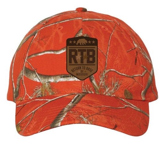 Realtree Hunter Orange Leather Patch Cap