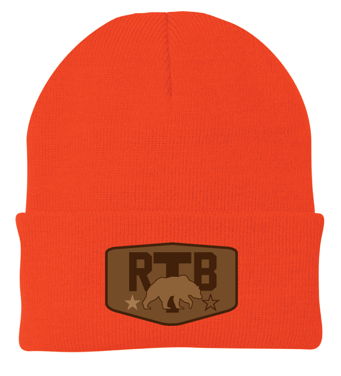RTB LEATHER PATCH KNIT CAP - HUNTER ORANGE