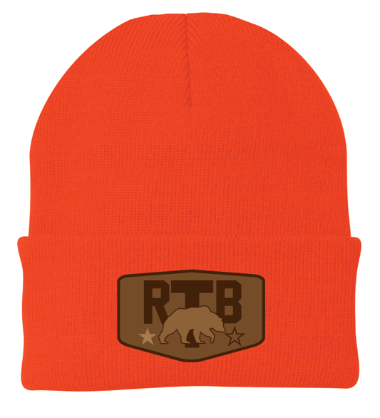 RTB LEATHER PATCH KNIT CAP - HUNTER ORANGE