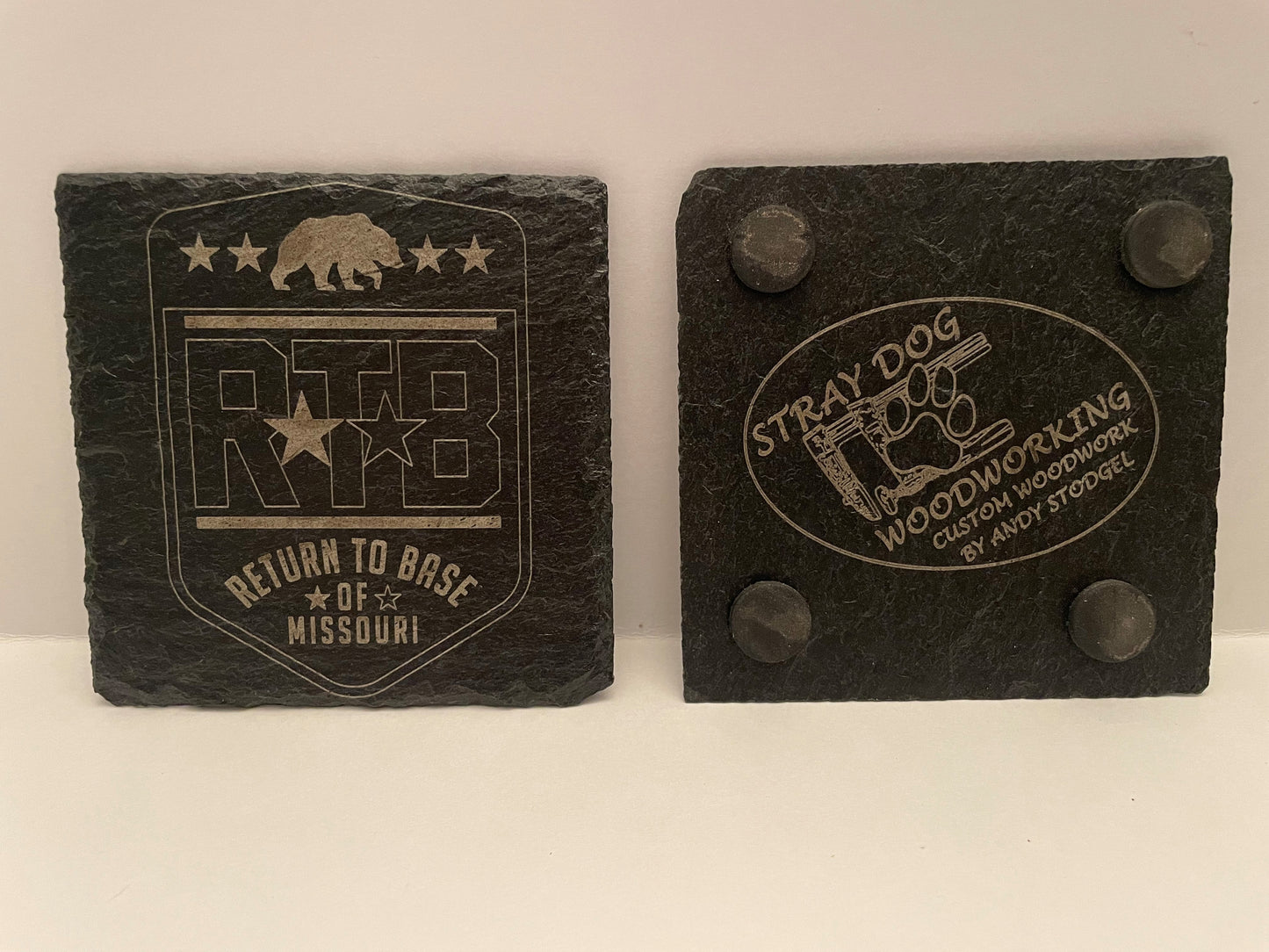 RTB PREMIUM SLATE COASTERS - LASER ENGRAVED (SQUARE) - SET OF 4